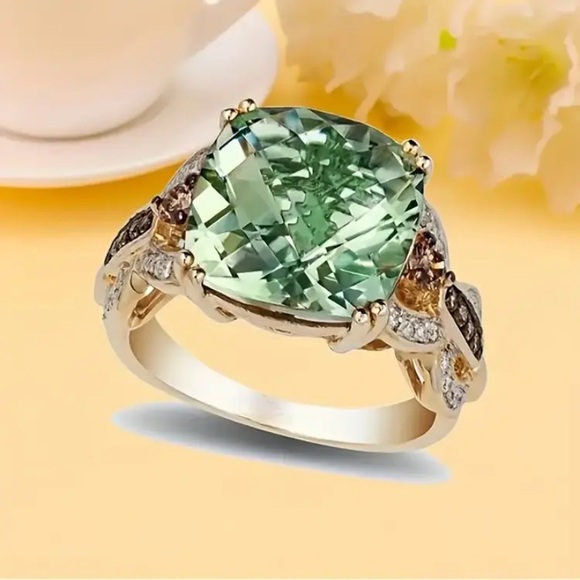 Levian 18k Gold Plated Ring with Green Amethyst Gemstone - Picture 1 of 4